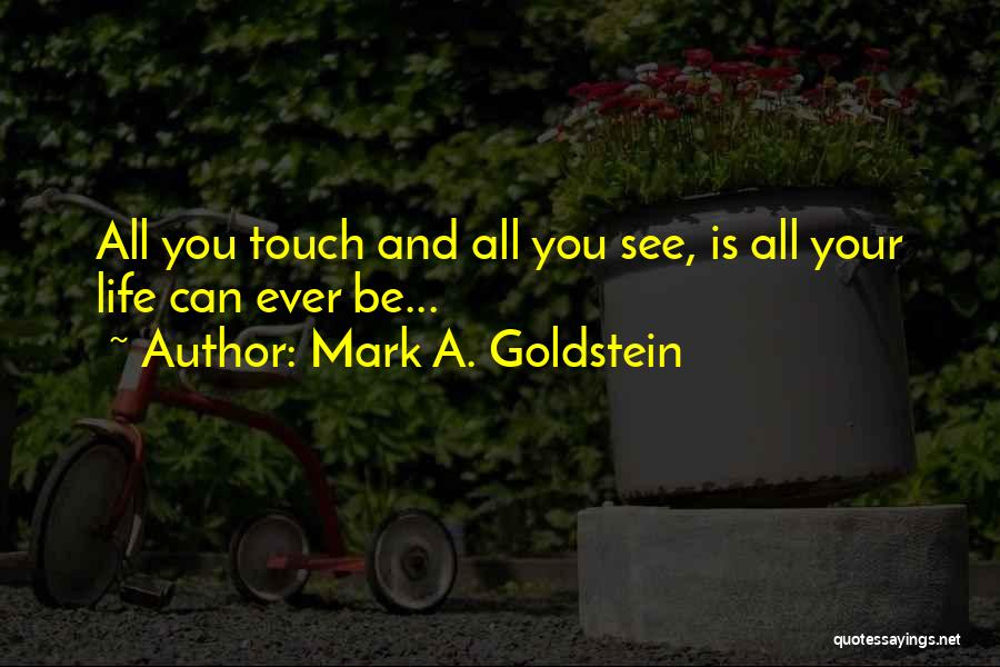 Mark A. Goldstein Quotes: All You Touch And All You See, Is All Your Life Can Ever Be...