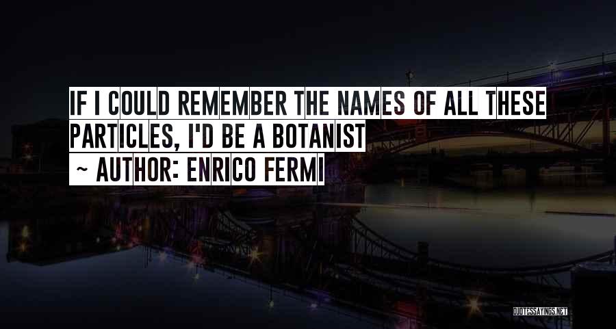 Enrico Fermi Quotes: If I Could Remember The Names Of All These Particles, I'd Be A Botanist