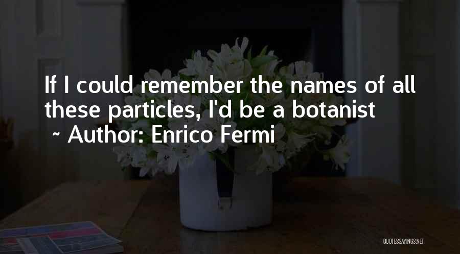 Enrico Fermi Quotes: If I Could Remember The Names Of All These Particles, I'd Be A Botanist