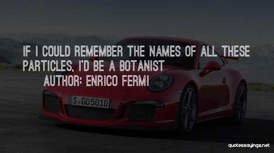 Enrico Fermi Quotes: If I Could Remember The Names Of All These Particles, I'd Be A Botanist