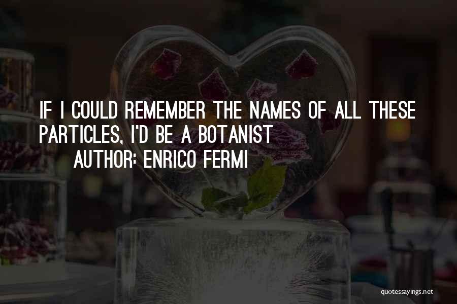 Enrico Fermi Quotes: If I Could Remember The Names Of All These Particles, I'd Be A Botanist