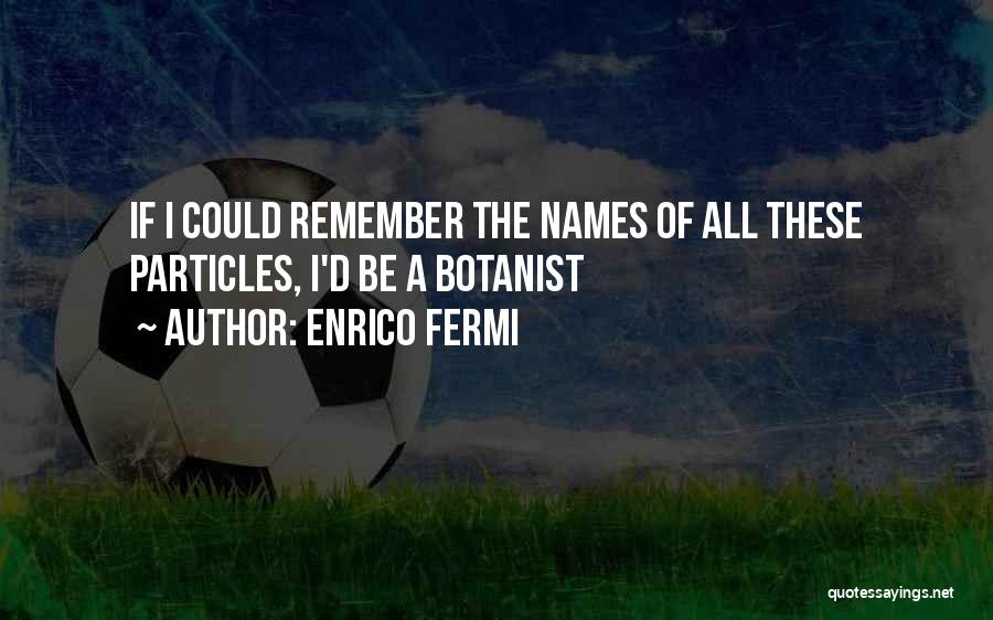 Enrico Fermi Quotes: If I Could Remember The Names Of All These Particles, I'd Be A Botanist