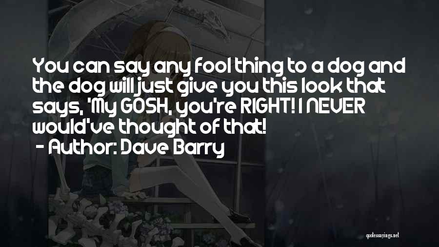Dave Barry Quotes: You Can Say Any Fool Thing To A Dog And The Dog Will Just Give You This Look That Says,