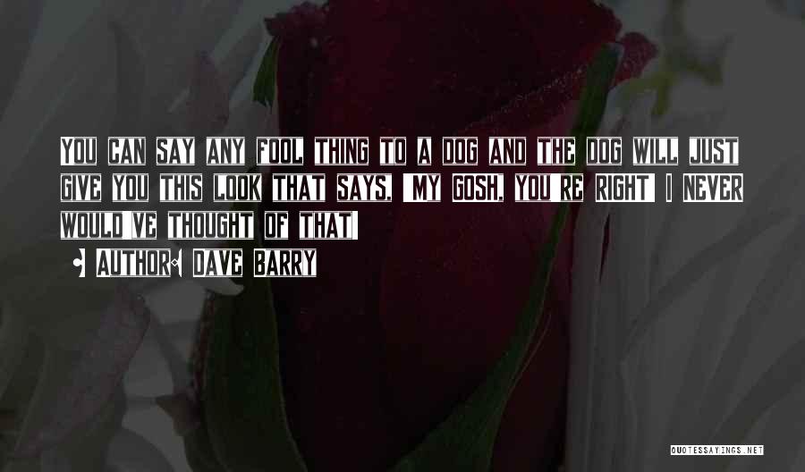 Dave Barry Quotes: You Can Say Any Fool Thing To A Dog And The Dog Will Just Give You This Look That Says,