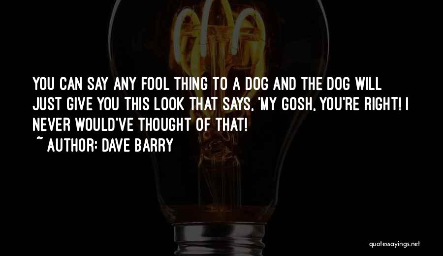 Dave Barry Quotes: You Can Say Any Fool Thing To A Dog And The Dog Will Just Give You This Look That Says,
