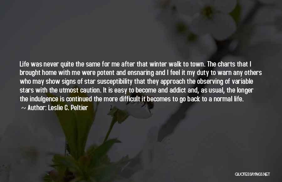 Leslie C. Peltier Quotes: Life Was Never Quite The Same For Me After That Winter Walk To Town. The Charts That I Brought Home