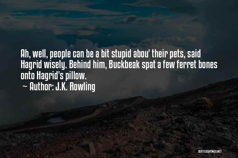 J.K. Rowling Quotes: Ah, Well, People Can Be A Bit Stupid Abou' Their Pets, Said Hagrid Wisely. Behind Him, Buckbeak Spat A Few