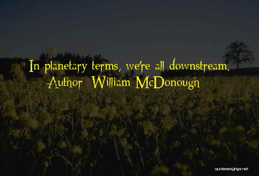 William McDonough Quotes: In Planetary Terms, We're All Downstream.