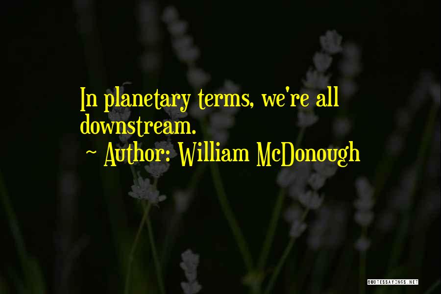 William McDonough Quotes: In Planetary Terms, We're All Downstream.