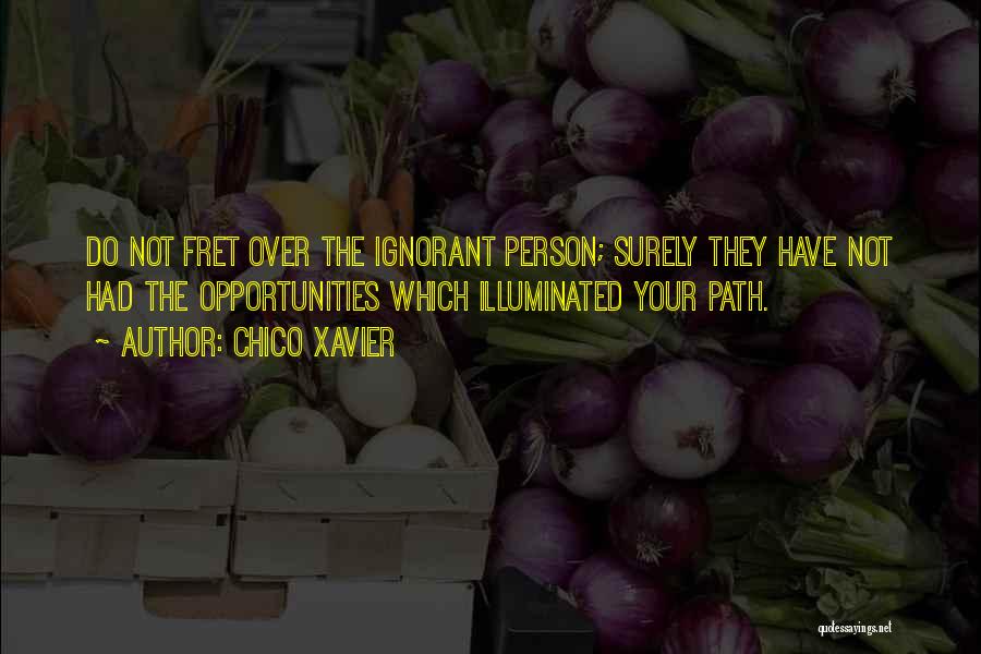 Chico Xavier Quotes: Do Not Fret Over The Ignorant Person; Surely They Have Not Had The Opportunities Which Illuminated Your Path.