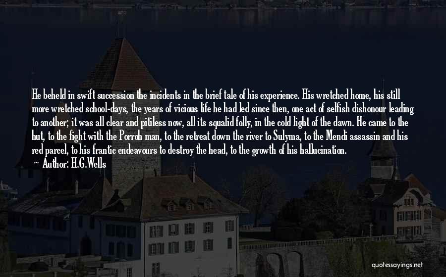 H.G.Wells Quotes: He Beheld In Swift Succession The Incidents In The Brief Tale Of His Experience. His Wretched Home, His Still More