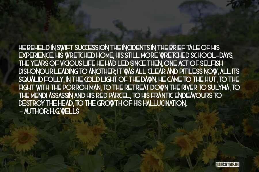 H.G.Wells Quotes: He Beheld In Swift Succession The Incidents In The Brief Tale Of His Experience. His Wretched Home, His Still More
