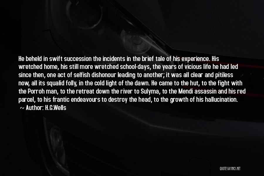 H.G.Wells Quotes: He Beheld In Swift Succession The Incidents In The Brief Tale Of His Experience. His Wretched Home, His Still More