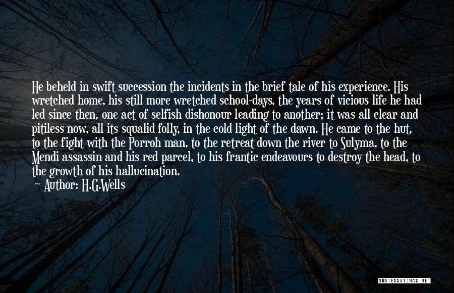 H.G.Wells Quotes: He Beheld In Swift Succession The Incidents In The Brief Tale Of His Experience. His Wretched Home, His Still More