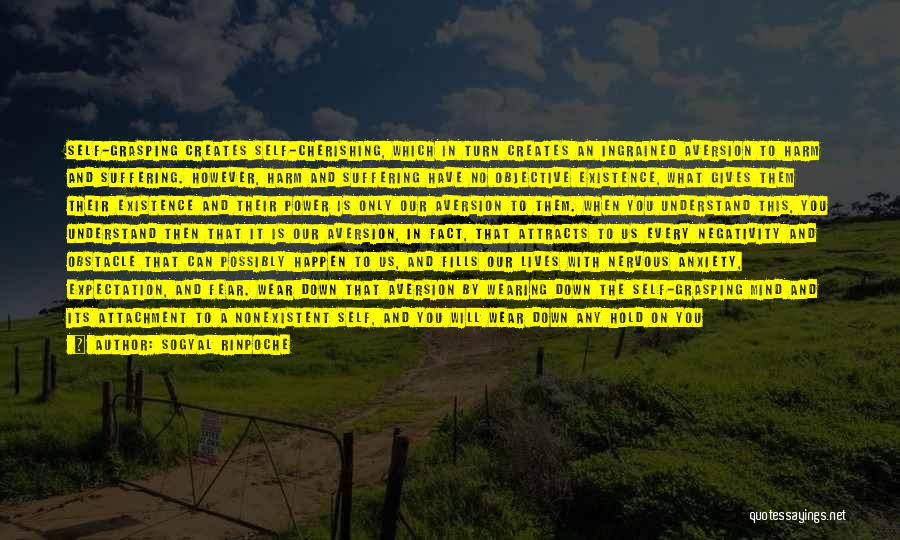 Sogyal Rinpoche Quotes: Self-grasping Creates Self-cherishing, Which In Turn Creates An Ingrained Aversion To Harm And Suffering. However, Harm And Suffering Have No