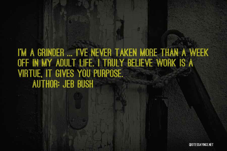 Jeb Bush Quotes: I'm A Grinder ... I've Never Taken More Than A Week Off In My Adult Life. I Truly Believe Work