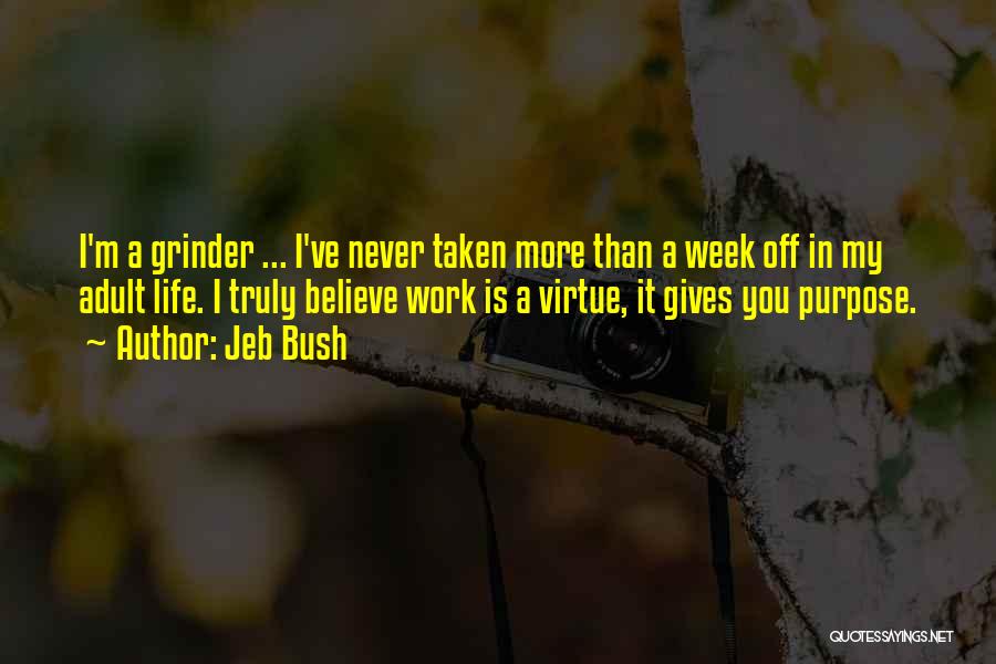 Jeb Bush Quotes: I'm A Grinder ... I've Never Taken More Than A Week Off In My Adult Life. I Truly Believe Work