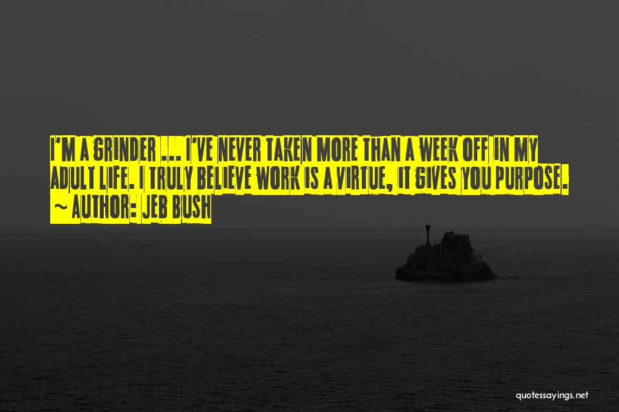 Jeb Bush Quotes: I'm A Grinder ... I've Never Taken More Than A Week Off In My Adult Life. I Truly Believe Work