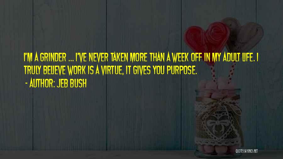 Jeb Bush Quotes: I'm A Grinder ... I've Never Taken More Than A Week Off In My Adult Life. I Truly Believe Work