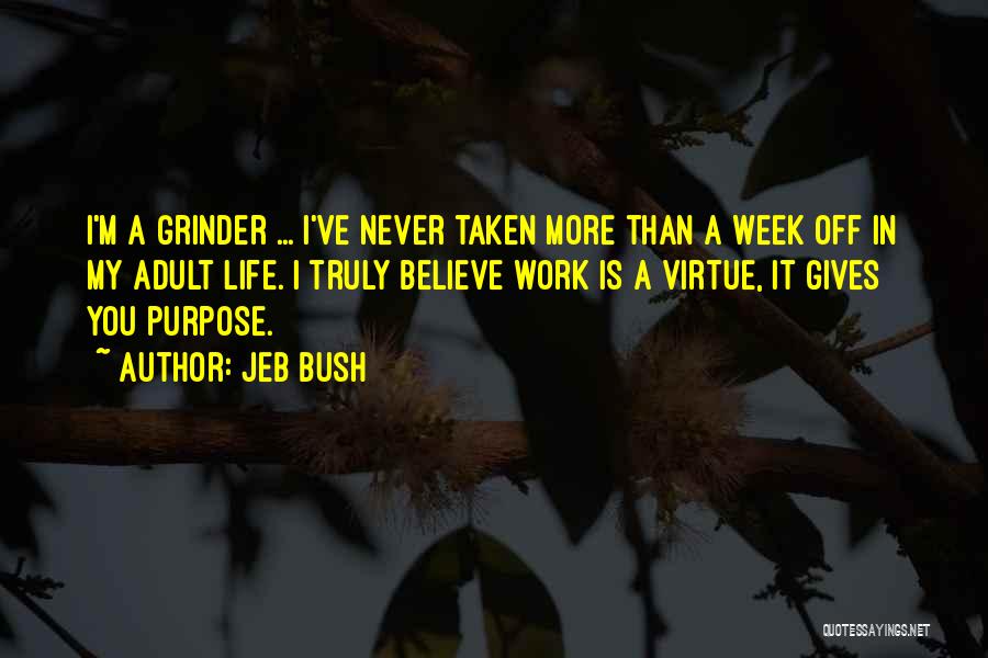 Jeb Bush Quotes: I'm A Grinder ... I've Never Taken More Than A Week Off In My Adult Life. I Truly Believe Work