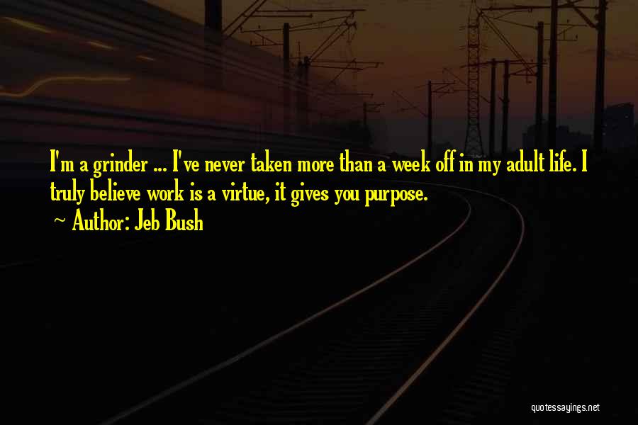 Jeb Bush Quotes: I'm A Grinder ... I've Never Taken More Than A Week Off In My Adult Life. I Truly Believe Work