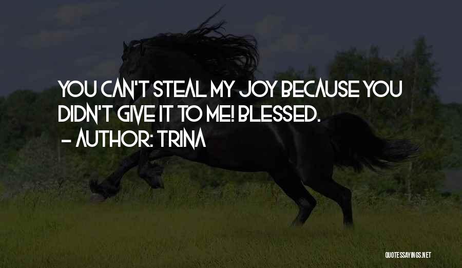 Trina Quotes: You Can't Steal My Joy Because You Didn't Give It To Me! Blessed.