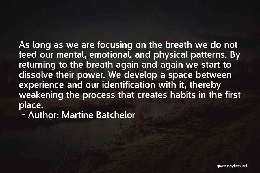 Martine Batchelor Quotes: As Long As We Are Focusing On The Breath We Do Not Feed Our Mental, Emotional, And Physical Patterns. By