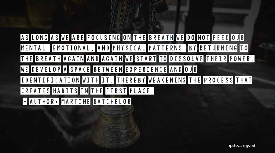 Martine Batchelor Quotes: As Long As We Are Focusing On The Breath We Do Not Feed Our Mental, Emotional, And Physical Patterns. By