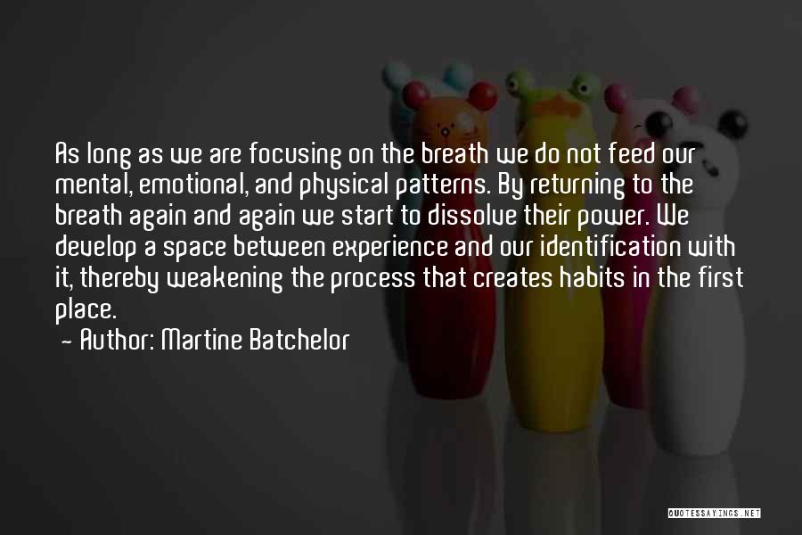 Martine Batchelor Quotes: As Long As We Are Focusing On The Breath We Do Not Feed Our Mental, Emotional, And Physical Patterns. By