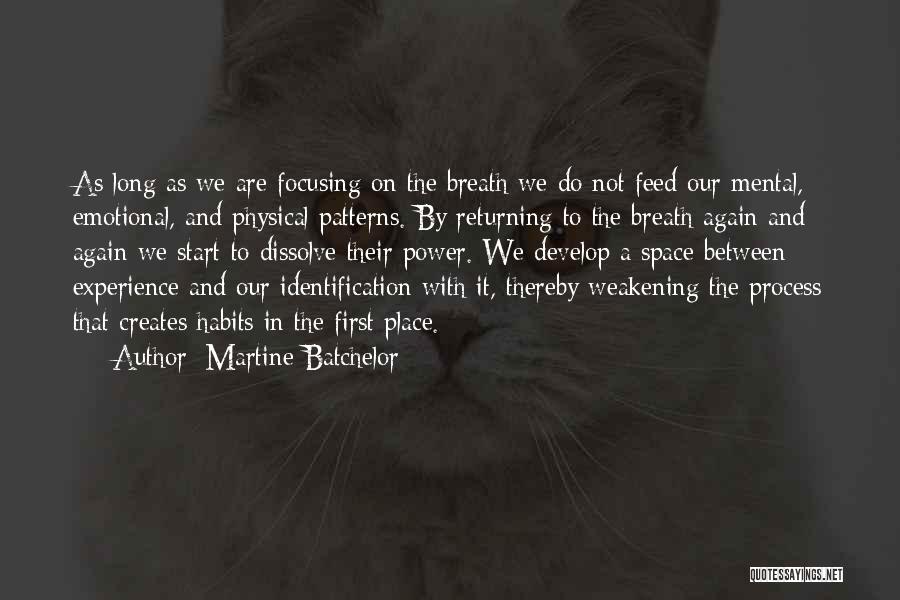 Martine Batchelor Quotes: As Long As We Are Focusing On The Breath We Do Not Feed Our Mental, Emotional, And Physical Patterns. By