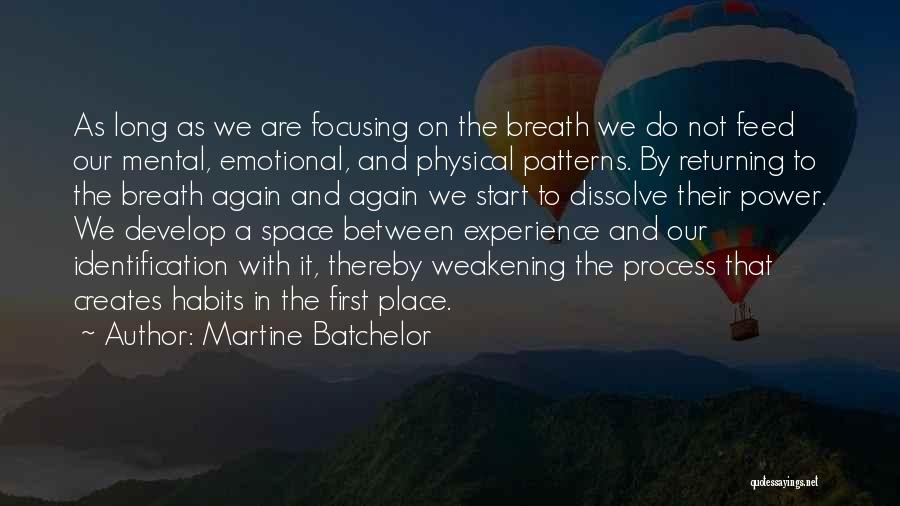 Martine Batchelor Quotes: As Long As We Are Focusing On The Breath We Do Not Feed Our Mental, Emotional, And Physical Patterns. By