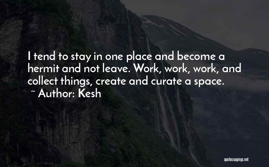 Kesh Quotes: I Tend To Stay In One Place And Become A Hermit And Not Leave. Work, Work, Work, And Collect Things,