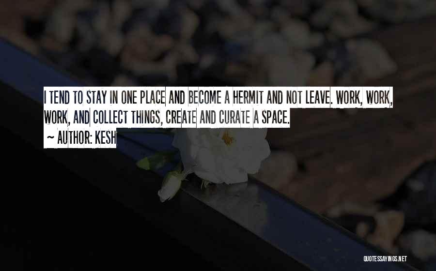 Kesh Quotes: I Tend To Stay In One Place And Become A Hermit And Not Leave. Work, Work, Work, And Collect Things,