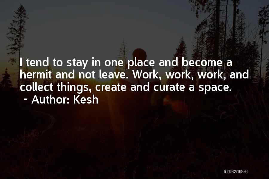Kesh Quotes: I Tend To Stay In One Place And Become A Hermit And Not Leave. Work, Work, Work, And Collect Things,