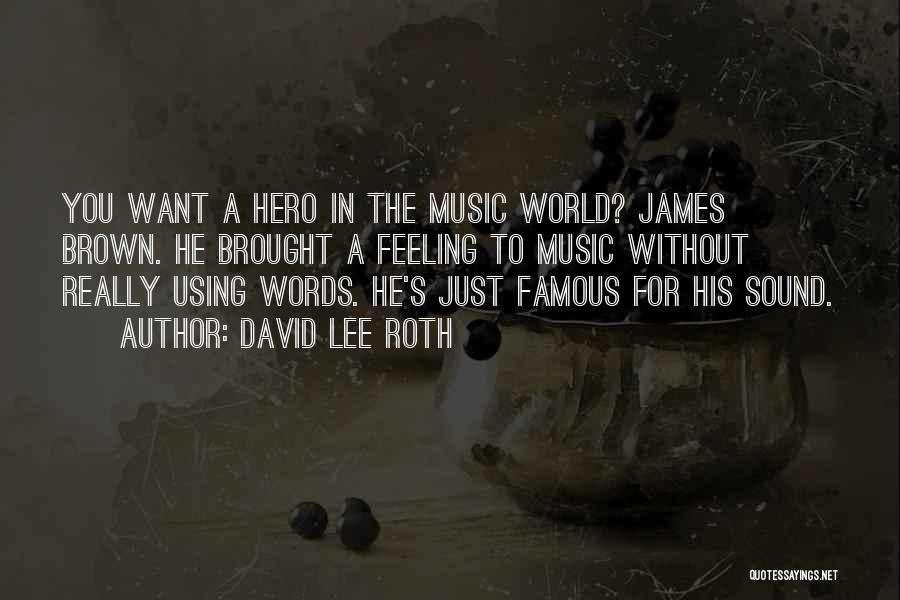 David Lee Roth Quotes: You Want A Hero In The Music World? James Brown. He Brought A Feeling To Music Without Really Using Words.