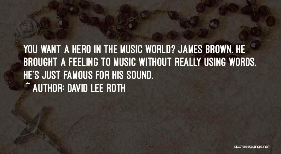 David Lee Roth Quotes: You Want A Hero In The Music World? James Brown. He Brought A Feeling To Music Without Really Using Words.