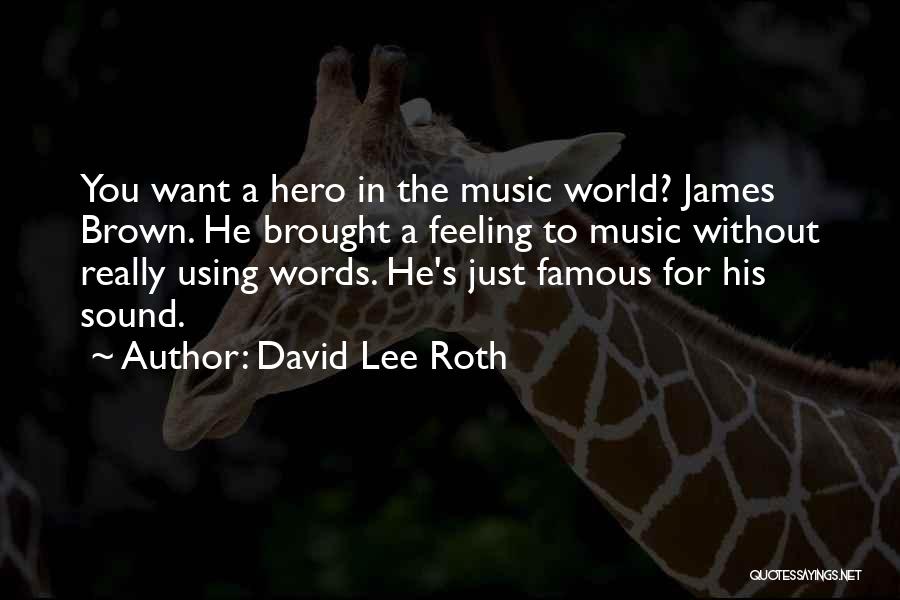David Lee Roth Quotes: You Want A Hero In The Music World? James Brown. He Brought A Feeling To Music Without Really Using Words.