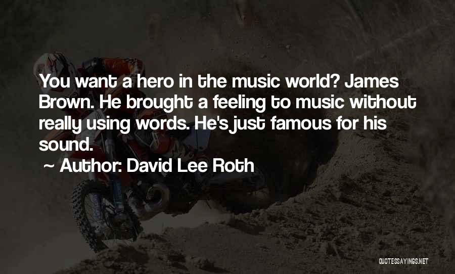 David Lee Roth Quotes: You Want A Hero In The Music World? James Brown. He Brought A Feeling To Music Without Really Using Words.