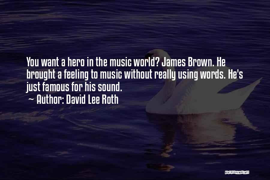 David Lee Roth Quotes: You Want A Hero In The Music World? James Brown. He Brought A Feeling To Music Without Really Using Words.