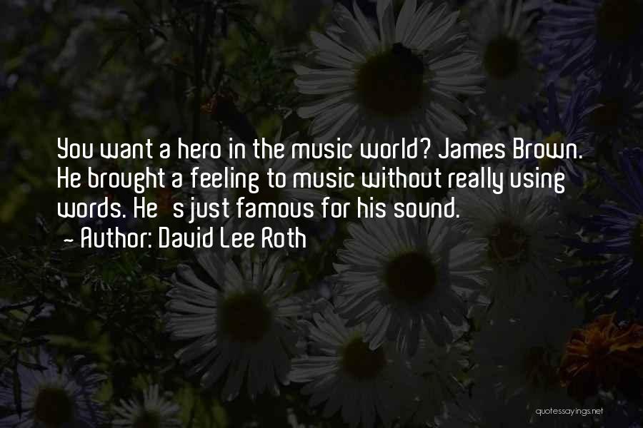 David Lee Roth Quotes: You Want A Hero In The Music World? James Brown. He Brought A Feeling To Music Without Really Using Words.