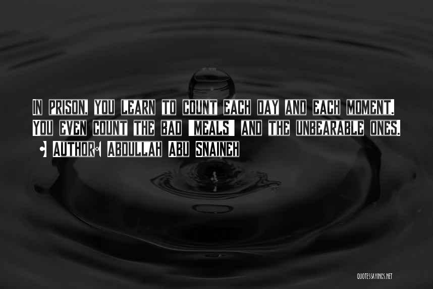 Abdullah Abu Snaineh Quotes: In Prison, You Learn To Count Each Day And Each Moment. You Even Count The Bad 'meals' And The Unbearable