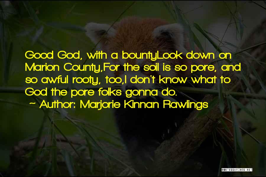 Marjorie Kinnan Rawlings Quotes: Good God, With A Bountylook Down On Marion County,for The Soil Is So Pore, And So Awful Rooty, Too,i Don't