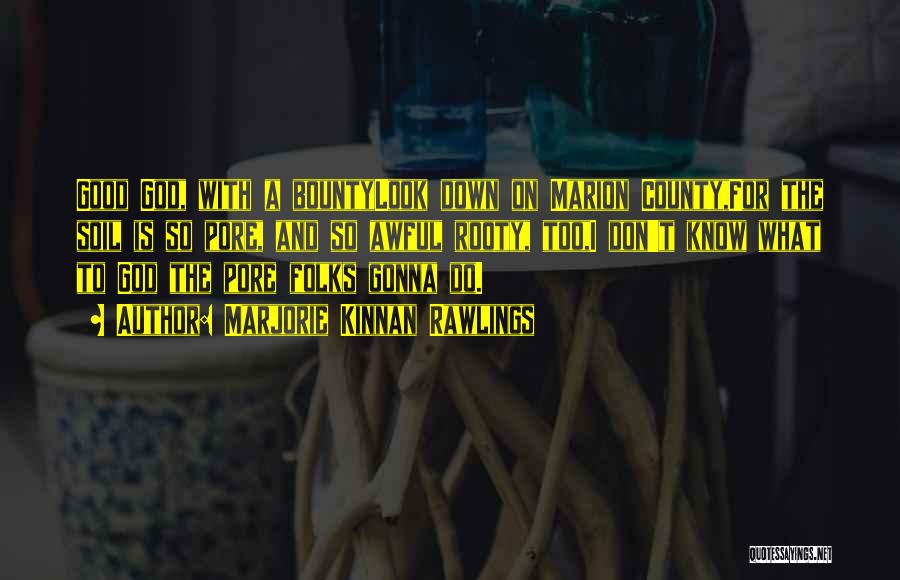 Marjorie Kinnan Rawlings Quotes: Good God, With A Bountylook Down On Marion County,for The Soil Is So Pore, And So Awful Rooty, Too,i Don't