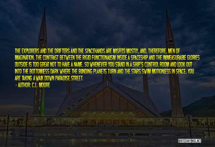 C.L. Moore Quotes: The Explorers And The Drifters And The Spacehands Are Misfits Mostly, And, Therefore, Men Of Imagination. The Contrast Between The