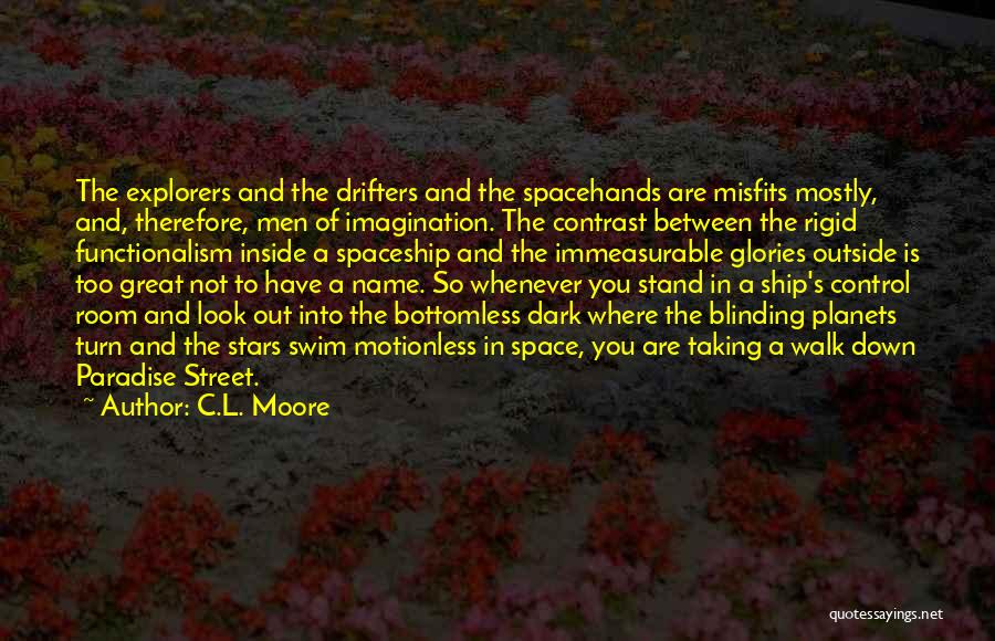 C.L. Moore Quotes: The Explorers And The Drifters And The Spacehands Are Misfits Mostly, And, Therefore, Men Of Imagination. The Contrast Between The