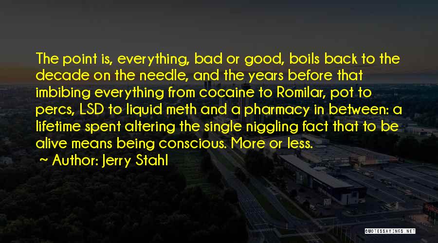 Jerry Stahl Quotes: The Point Is, Everything, Bad Or Good, Boils Back To The Decade On The Needle, And The Years Before That