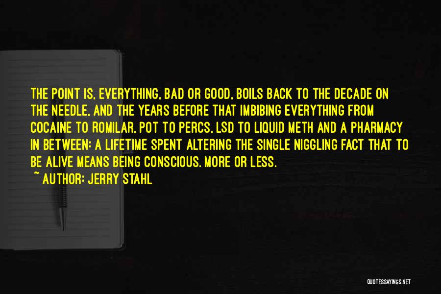 Jerry Stahl Quotes: The Point Is, Everything, Bad Or Good, Boils Back To The Decade On The Needle, And The Years Before That