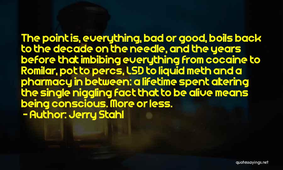 Jerry Stahl Quotes: The Point Is, Everything, Bad Or Good, Boils Back To The Decade On The Needle, And The Years Before That