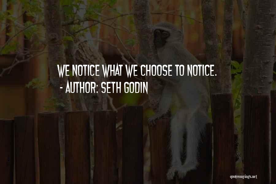 Seth Godin Quotes: We Notice What We Choose To Notice.