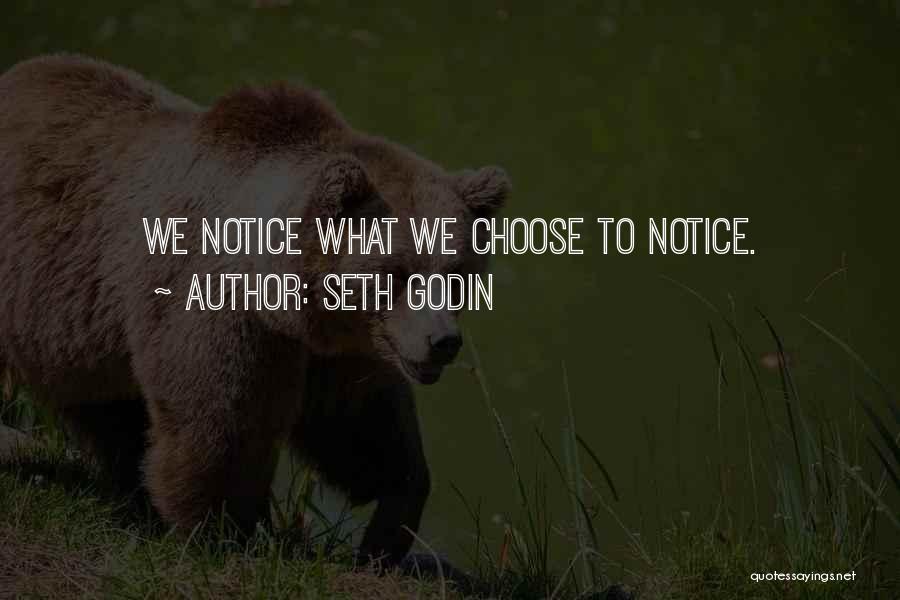 Seth Godin Quotes: We Notice What We Choose To Notice.